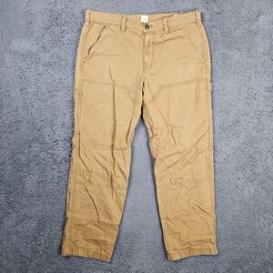 GAP Mens Carpenter Pant 33x30 Khaki Tan Cotton Double Knee Workwear Utility